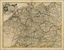 Netherlands, Luxembourg, Austria, Poland, Hungary, Baltic Countries, Balkans and Germany Map By John Senex