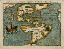 World, Western Hemisphere, North America, South America, Japan, Pacific and America Map By Sebastian Munster