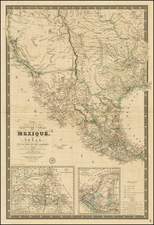 Texas, Southwest, Rocky Mountains, Mexico and California Map By Adrien-Hubert Brué