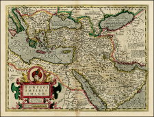 Balkans, Turkey, Mediterranean, Central Asia & Caucasus, Middle East, Holy Land, Turkey & Asia Minor, Egypt, North Africa, Russia in Asia, Balearic Islands and Greece Map By Jodocus Hondius