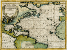 Atlantic Ocean, North America, South America and America Map By Vincenzo Maria Coronelli