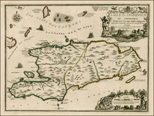 Caribbean and Hispaniola Map By Nicolas de Fer / Guillaume Danet