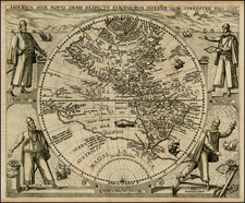 World, Western Hemisphere, North America, South America, Australia & Oceania, Australia, Oceania and America Map By Theodor De Bry