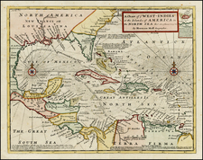 South, Southeast, Caribbean and Central America Map By Herman Moll