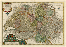 Switzerland Map By Nicolas de Fer / Louis Charles Desnos