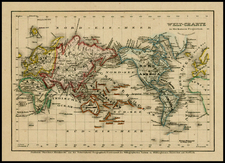 World and World Map By Bibliographische Institut