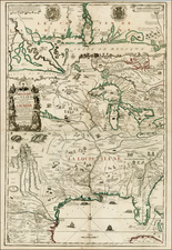 United States, Florida, South, Southeast, Texas, Midwest, Plains, Southwest, Rocky Mountains and North America Map By Nicolas de Fer