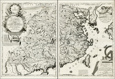 China and Korea Map By Vincenzo Maria Coronelli