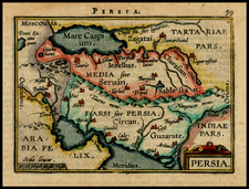 Central Asia & Caucasus and Middle East Map By Abraham Ortelius / Johannes Baptista Vrients