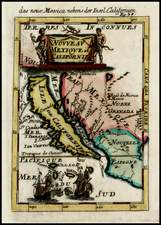 Mexico, Baja California and California Map By Alain Manesson Mallet