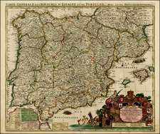 Spain and Portugal Map By Pierre Husson