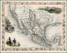 Texas, Southwest, Rocky Mountains, Mexico and California Map By John Tallis