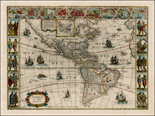 Western Hemisphere, North America, South America and America Map By Willem Janszoon Blaeu