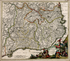 Catalonia Map By Johann Baptist Homann