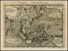 Alaska, China, Japan, Korea, India, Southeast Asia and Australia Map By Giovanni Antonio Magini