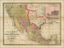 Texas, Plains, Southwest, Rocky Mountains, Mexico and California Map By Samuel Augustus Mitchell