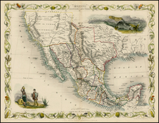 Texas, Southwest, Rocky Mountains, Mexico and California Map By John Tallis