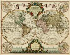 World, World and Polar Maps Map By Johannes Covens  &  Cornelis Mortier