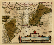 New England, Mid-Atlantic and Canada Map By Nicolaes Visscher I