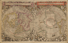 World, Northern Hemisphere and Southern Hemisphere Map By Cornelis de Jode