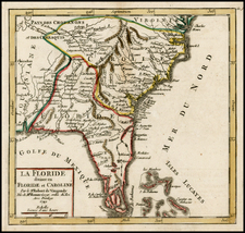 Florida, South and Southeast Map By Gilles Robert de Vaugondy