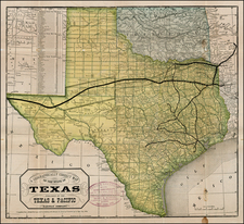 Texas Map By Texas & Pacific Railway Company / Woodward, Tiernan & Hale