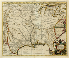 United States, South, Southeast, Texas, Midwest and Plains Map By John Senex