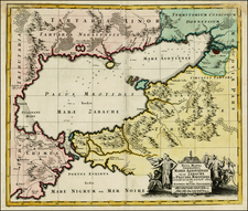 Nova Mappa Geographica Maris Assoviensis Vel De Zabache Et Paludis Maeotidis accurate aeri incis et in luce edita . . . By Matthaus Seutter