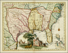 Florida, South, Southeast, Texas and Midwest Map By Giambattista Albrizzi