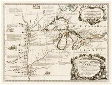 United States, Midwest, Plains, Rocky Mountains and Canada Map By Vincenzo Maria Coronelli / Jean-Baptiste Nolin