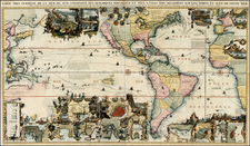 World, World, Atlantic Ocean, North America, South America, Pacific, California and America Map By Henri Chatelain