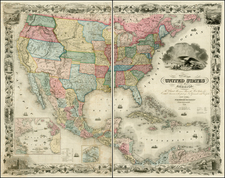 United States Map By Joseph Hutchins Colton