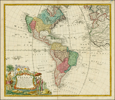 Western Hemisphere, South America and America Map By Homann Heirs / Johann Matthaus Haas