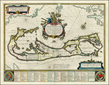 Atlantic Ocean and Caribbean Map By Willem Janszoon Blaeu