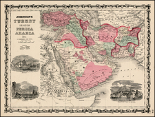 Middle East and Turkey & Asia Minor Map By Benjamin P Ward  &  Alvin Jewett Johnson