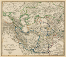 Central Asia & Caucasus, Middle East and Russia in Asia Map By Adolf Stieler