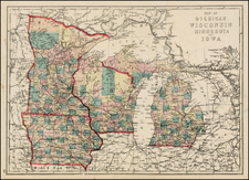 Midwest, Michigan, Minnesota, Wisconsin and Iowa Map By J. David Williams