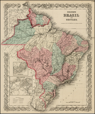 South America and Brazil Map By Joseph Hutchins Colton