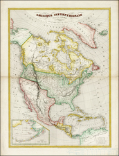 Texas, North America and California Map By Charles V. Monin
