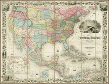 United States Map By Joseph Hutchins Colton