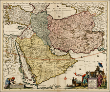 Central Asia & Caucasus, Middle East, Turkey & Asia Minor, Egypt and Balearic Islands Map By Cornelis II Danckerts