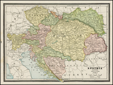 Austria, Hungary, Czech Republic & Slovakia and Balkans Map By George F. Cram