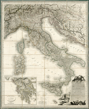 Italy and Balearic Islands Map By J. A. Orgiazzi