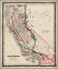 California Map By Joseph Hutchins Colton