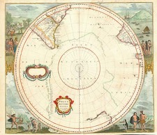 World, Polar Maps, Australia & Oceania, Pacific, Australia and New Zealand Map By Henricus Hondius