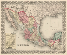 Mexico, Baja California and Central America Map By Joseph Hutchins Colton