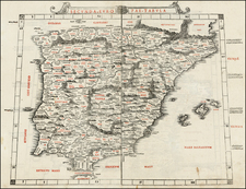 Spain, Portugal and Balearic Islands Map By Bernardus Sylvanus