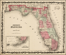 Florida Map By Benjamin P Ward  &  Alvin Jewett Johnson