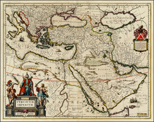 Turkey, Mediterranean, Middle East, Turkey & Asia Minor and Balearic Islands Map By Willem Janszoon Blaeu