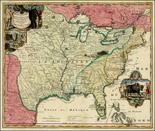 United States, South, Southeast, Texas, Midwest, Plains and Southwest Map By Johann Baptist Homann